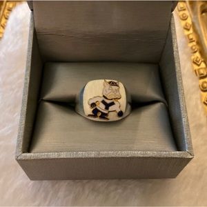 Sterling Silver and Enamel YALE University Sterling Signet Ring